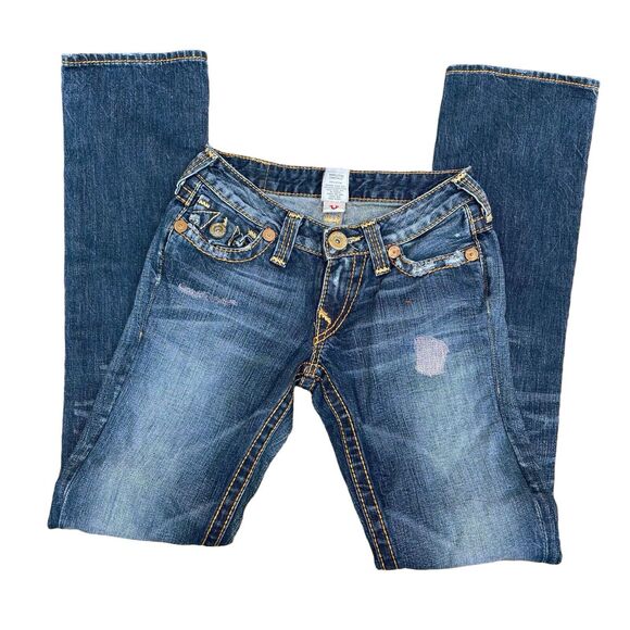 True Religion 80ties Vintage Jeans Sz 26 Women Patch Pockets Leather Tag Bootcu - Picture 5 of 15